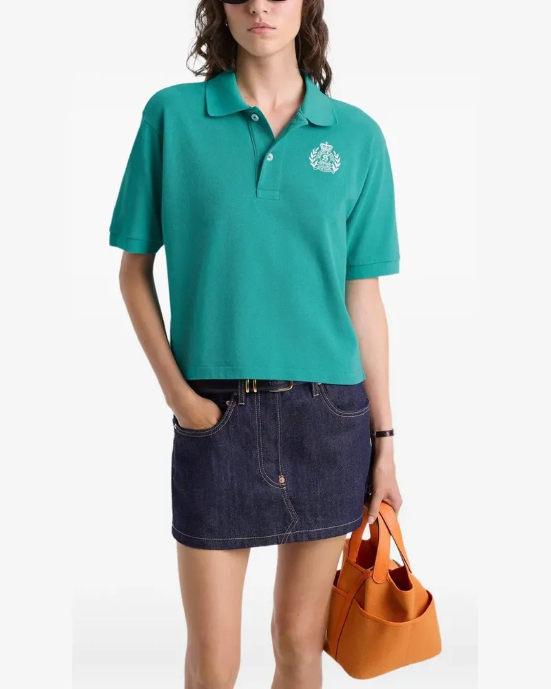 SPORTY & RICH H&W Poloshirt mit Logo-Stickerei - Grün Grün