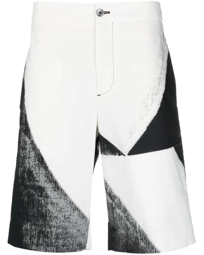 Alexander McQueen Bermudas mit abstraktem Print - Weiß Weiß