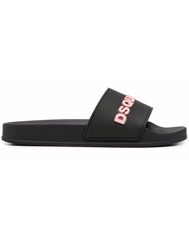 Dsquared2 Pantoletten mit Logo - Schwarz Schwarz