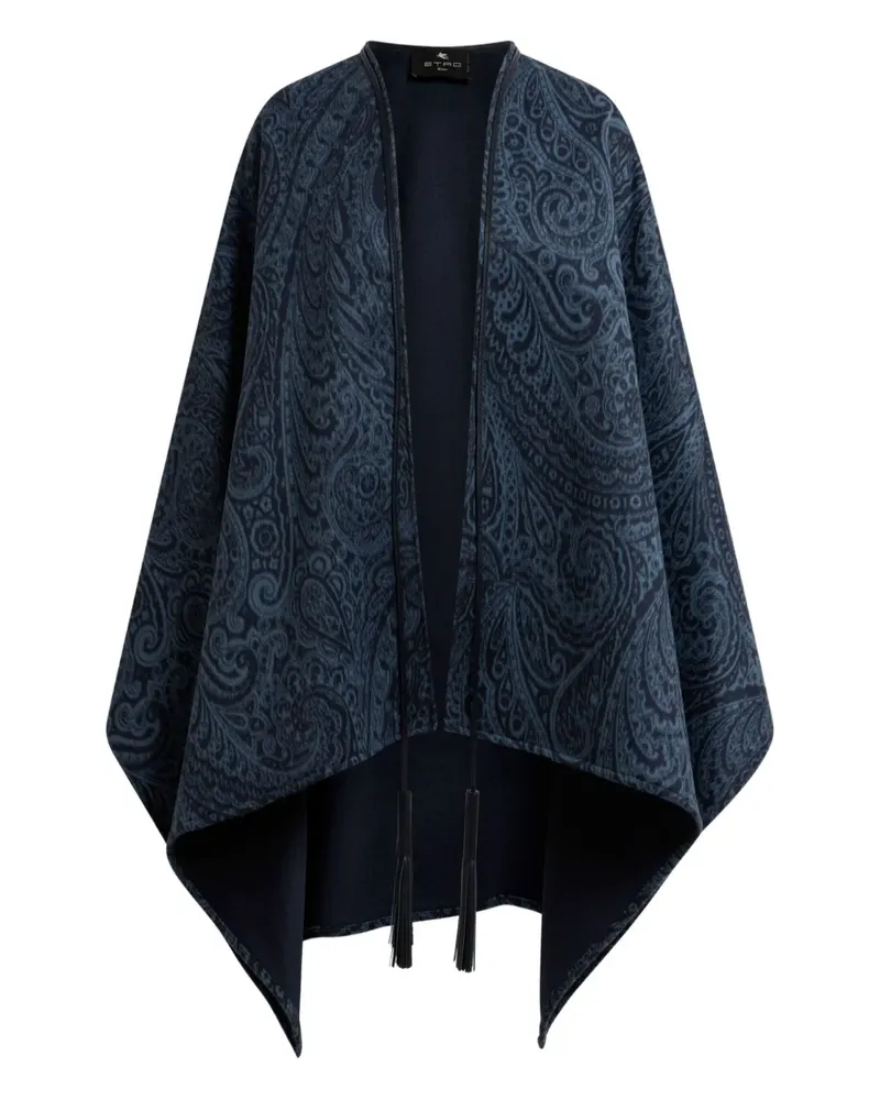 Etro tassel-detail jacquard cape - Blau Blau