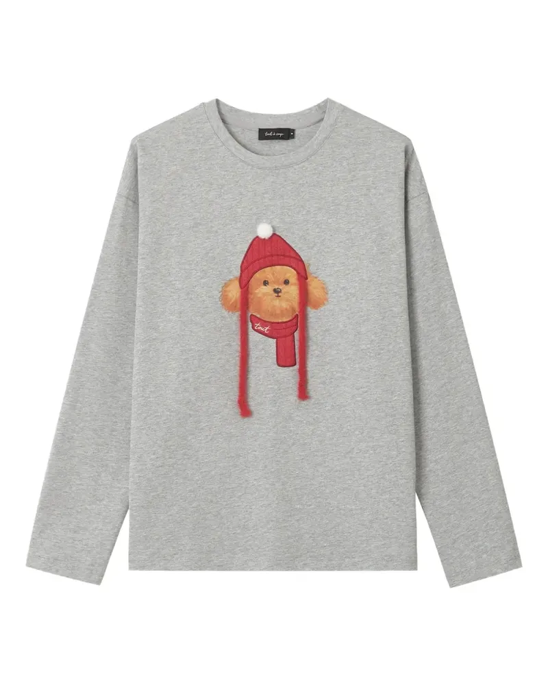 Tout a Coup Langarmshirt mit Hunde-Print - Grau Grau