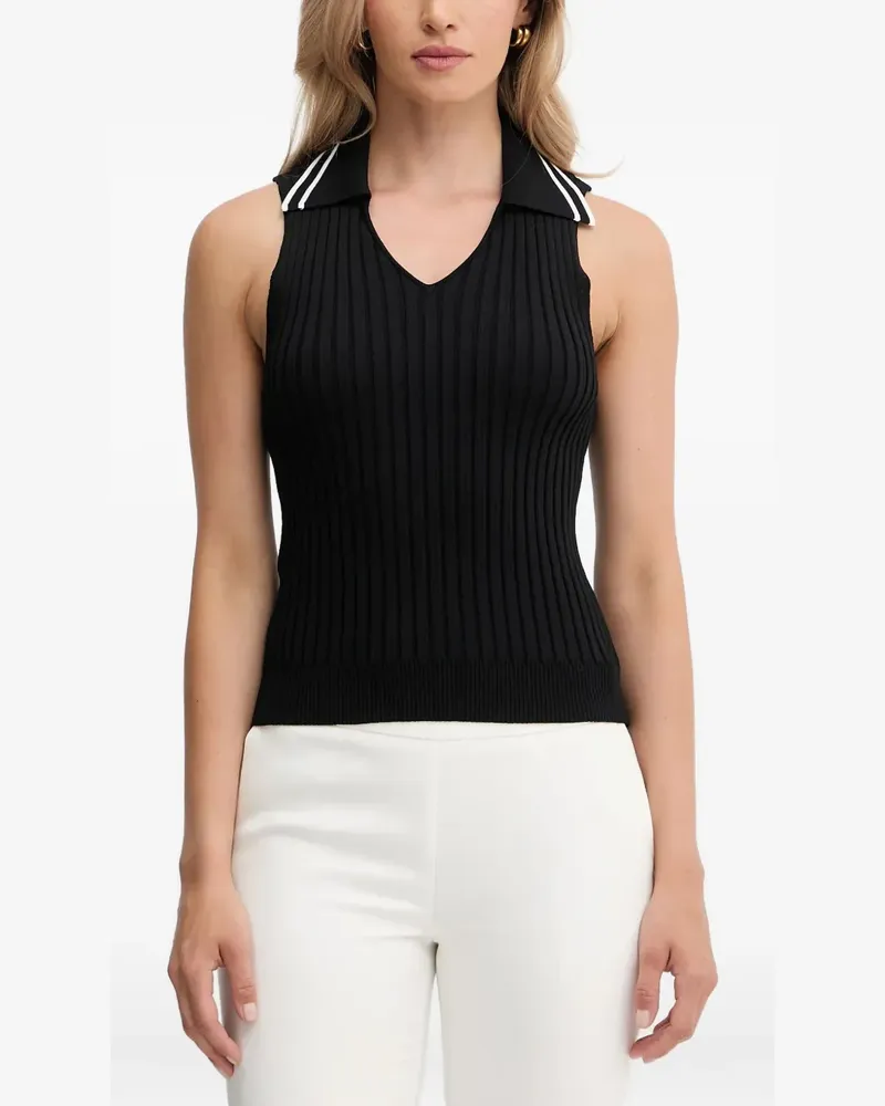 Pinko Oberteil mit geripptem Ausschnitt - Schwarz Schwarz