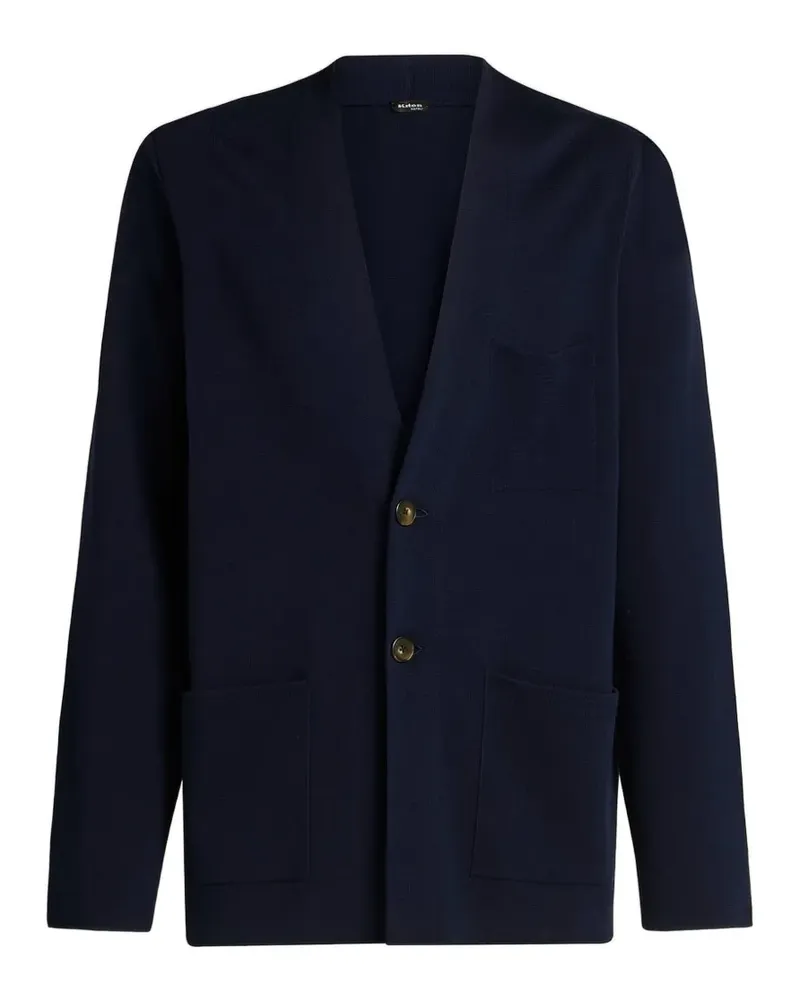 Kiton Cardigan mit aufgesetzter Tasche - Blau Blau