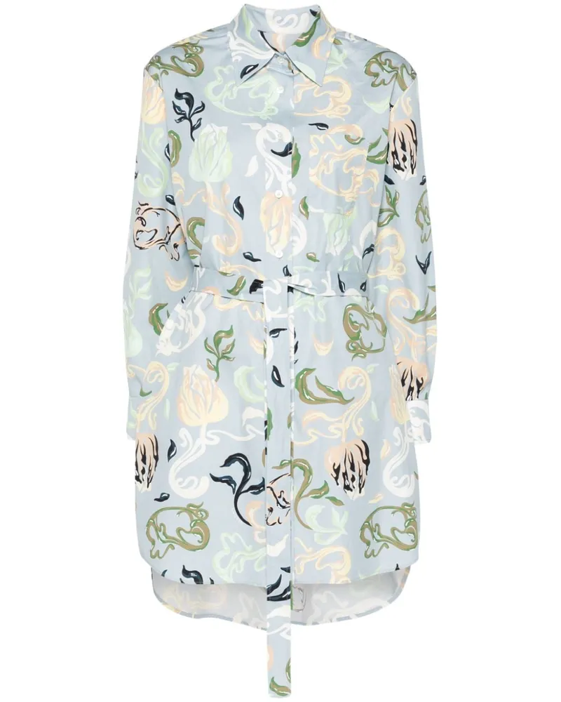 Lanvin Minikleid mit Blumen-Print - Blau Blau