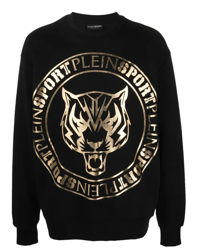 Philipp Plein Sweatshirt mit Tigerkopf-Print Schwarz