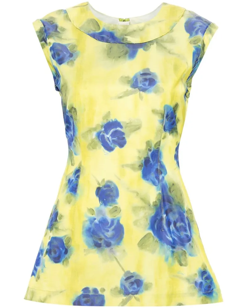Marni Taft-Top mit Blumen-Print - Gelb Gelb