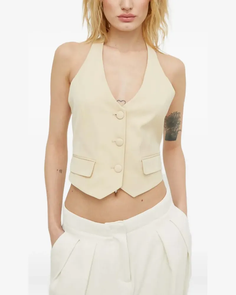ba&sh Good halterneck buttoned vest - Nude Nude