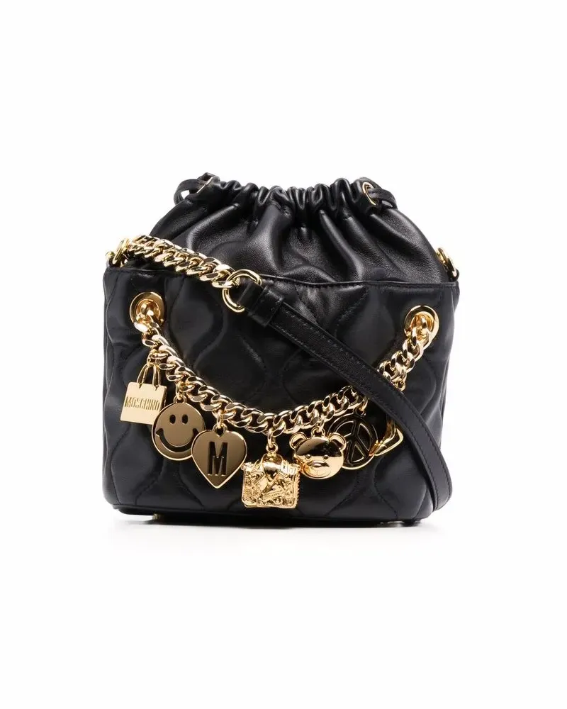 Moschino Beuteltasche mit Anhänger - Schwarz Schwarz