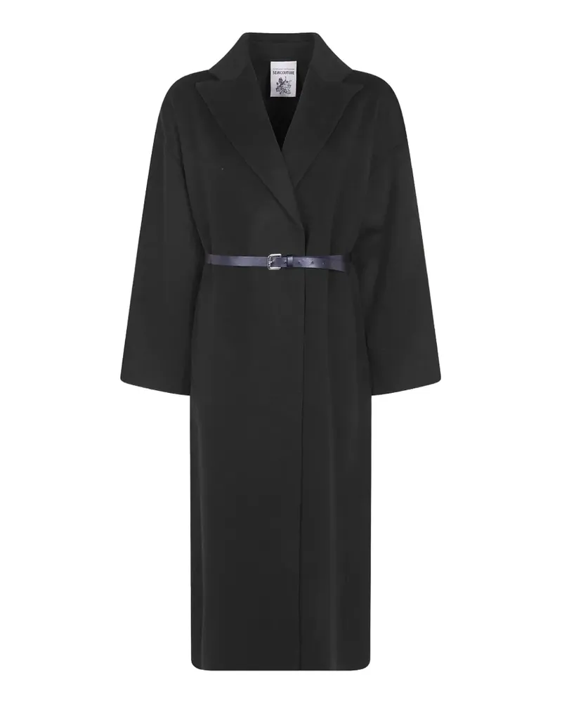 Semicouture Doppelreihiger Isolde Mantel - Schwarz Schwarz