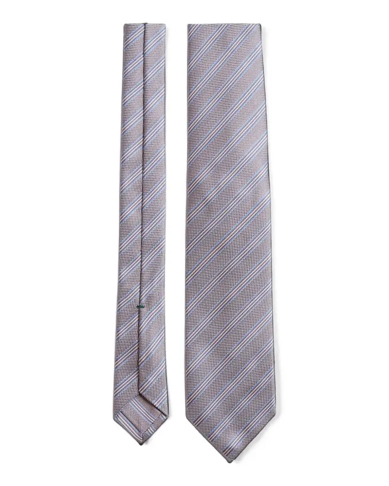 Luigi Borrelli Sartorial diagonal-stripe textured tie - Nude Nude