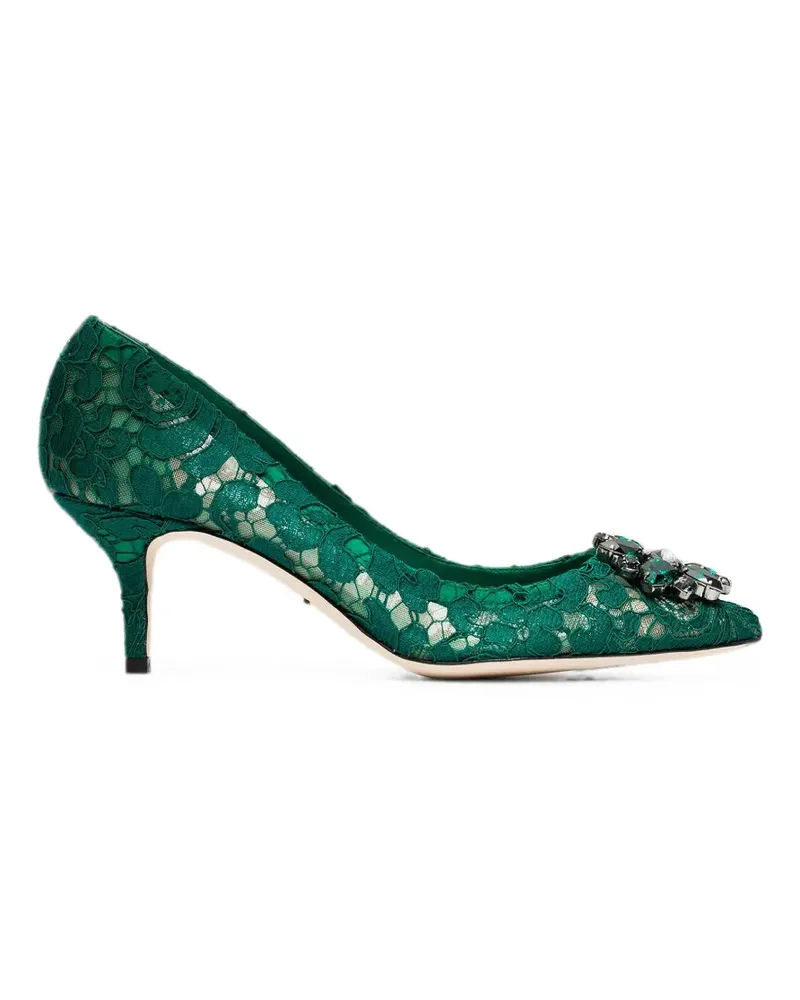 Dolce & Gabbana Rainbow Lace Pumps mit Brosche - Grün Grün