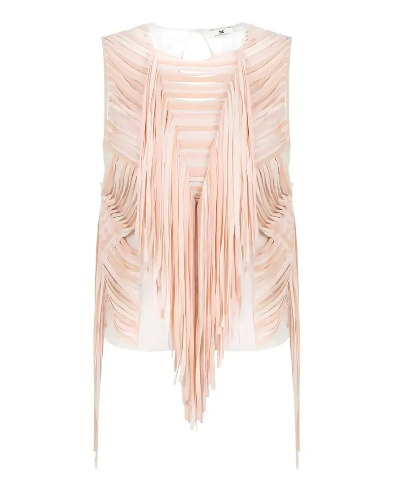 Elisabetta Franchi floral-lace fringed top - Rosa Rosa