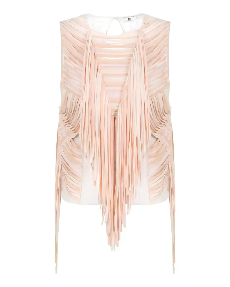 Elisabetta Franchi floral-lace fringed top - Rosa Rosa