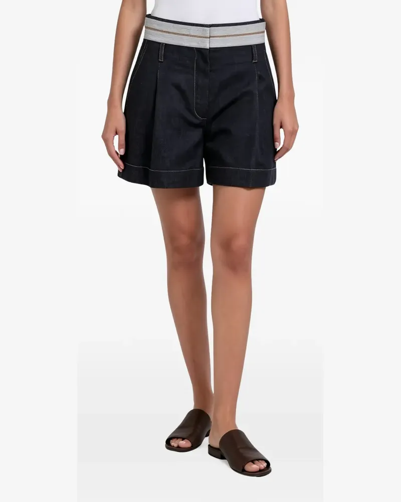 Brunello Cucinelli Jeans-Shorts mit Falten - Blau Blau