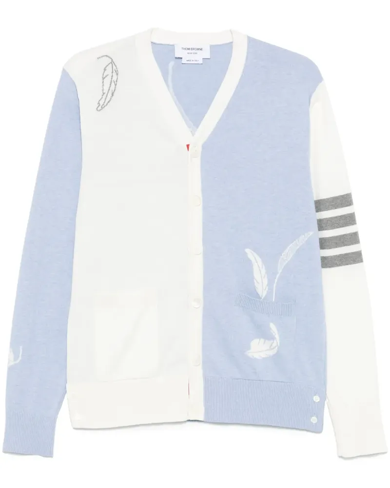 Thom Browne Cardigan mit Feder-Intarsie - Blau Blau