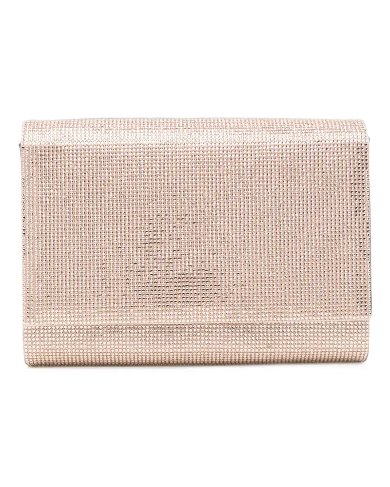 René Caovilla Kristallverzierte Clutch mit Kettenriemen - Nude Nude