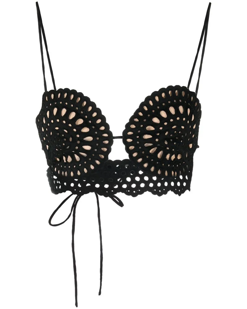 Stella McCartney Cropped-Top mit Lochstickerei - Schwarz Schwarz