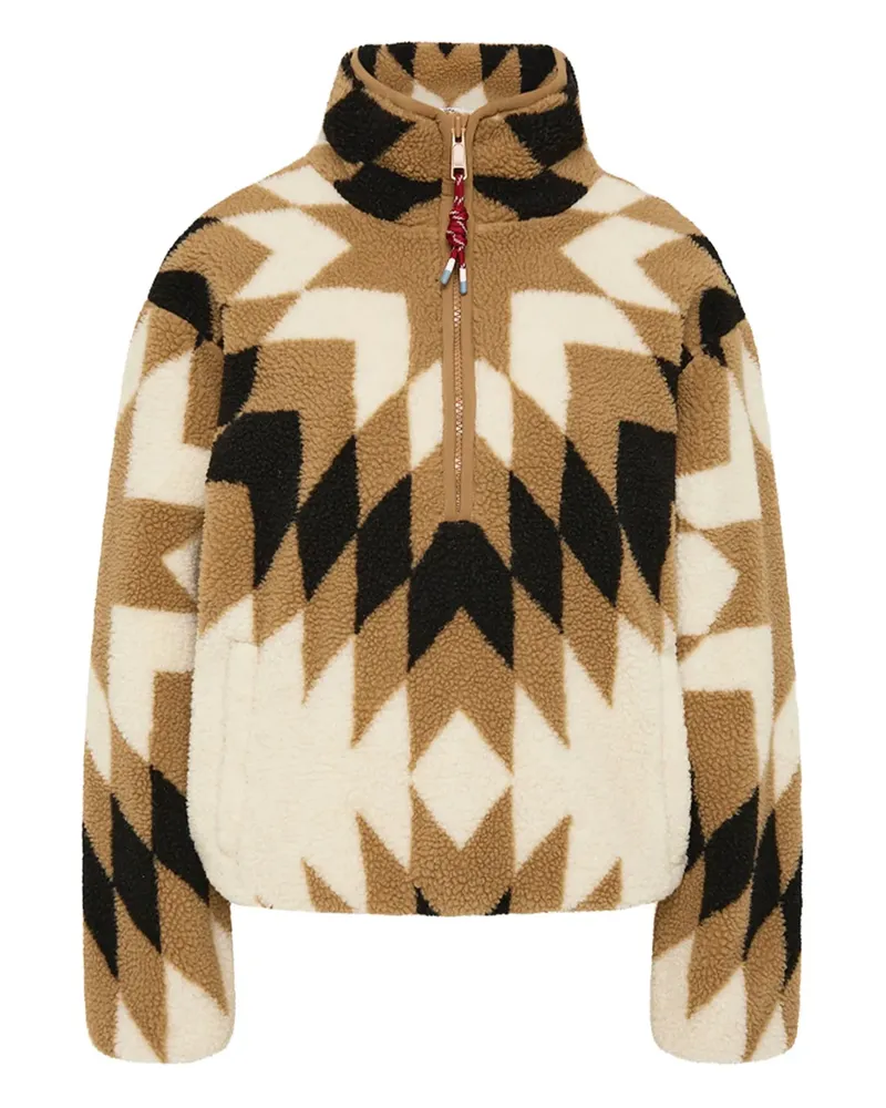 The Upside Harlow geometric-pattern ski top - Nude Nude