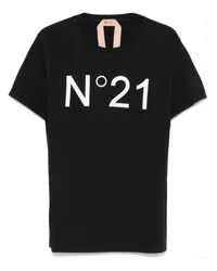 N° 21 T-Shirt mit Logo-Print Schwarz