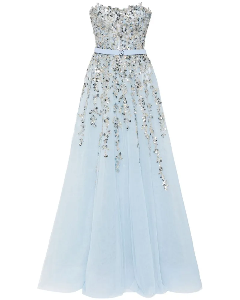 Saiid Kobeisy Abendkleid mit Perlen - Blau Blau