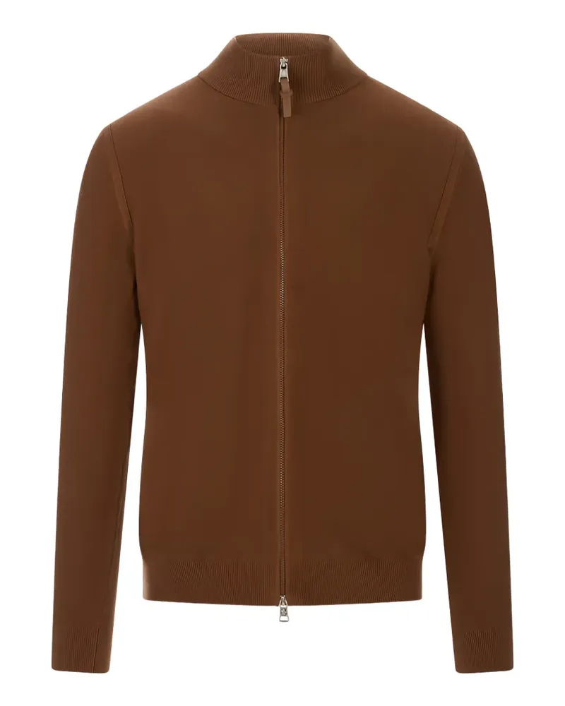 Moncler logo-patch zip-up jacket - Braun Braun