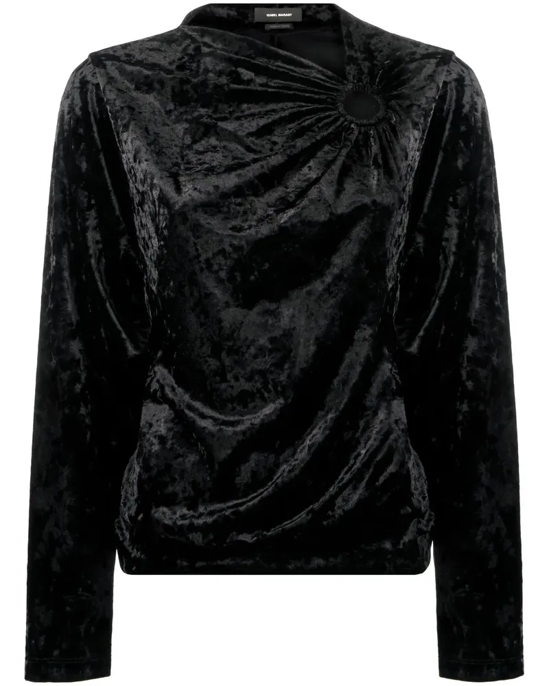 Isabel Marant Samtoberteil in Knitteroptik - Schwarz Schwarz