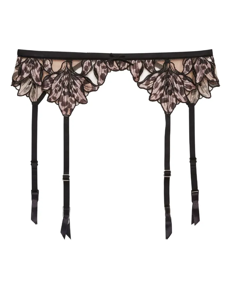 Fleur Du Mal Lily embroidery garter - Schwarz Schwarz