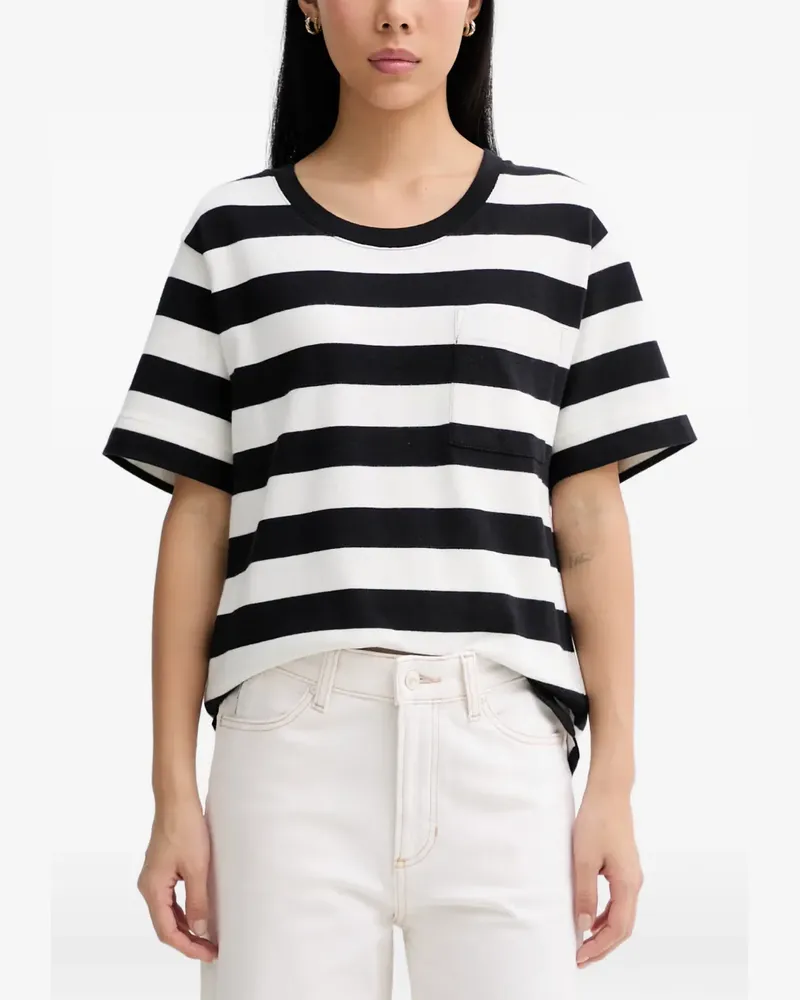 Marc O'Polo Gestreiftes T-Shirt mit Tasche - Schwarz Schwarz