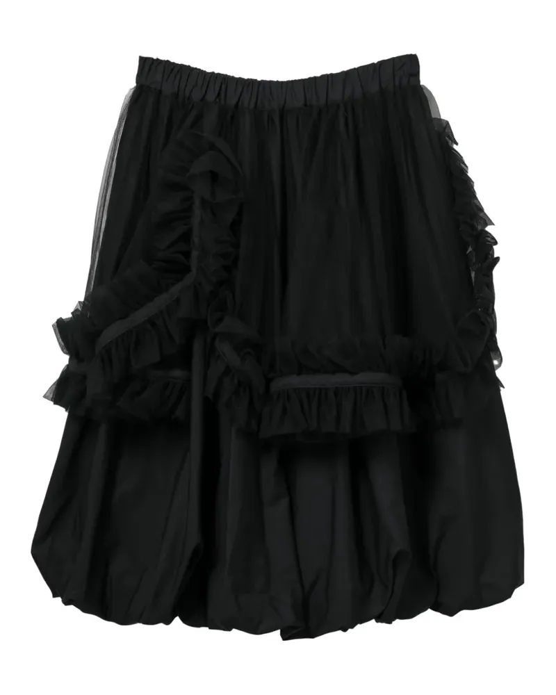 Noir Kei Ninomiya Midirock mit Rüschen - Schwarz Schwarz