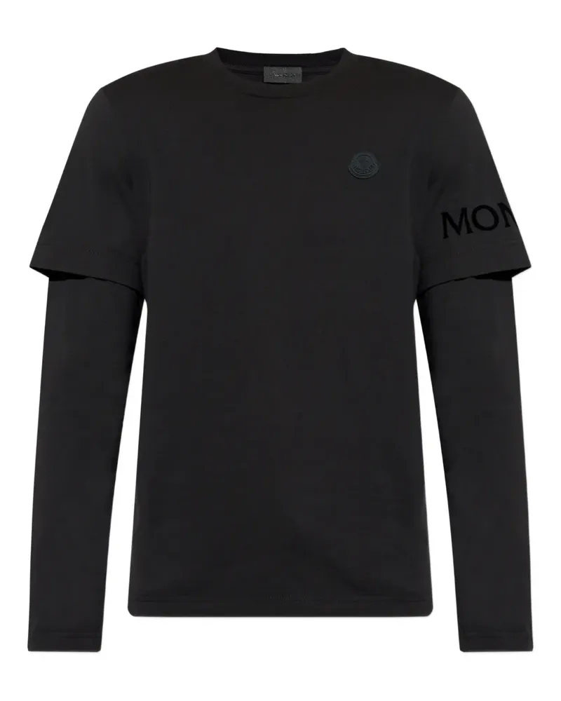 Moncler double-sleeve logo-patch T-shirt - Schwarz Schwarz