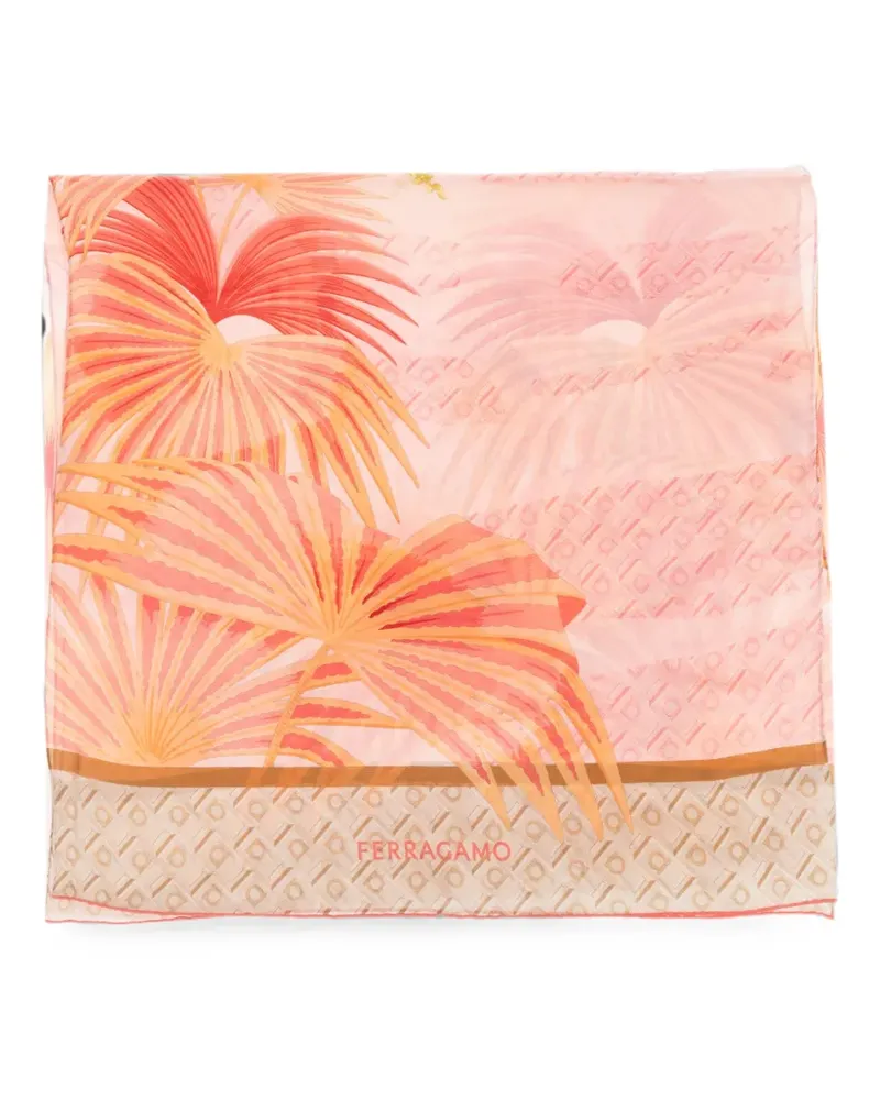 Ferragamo Gancini palm-print scarf - Rosa Rosa
