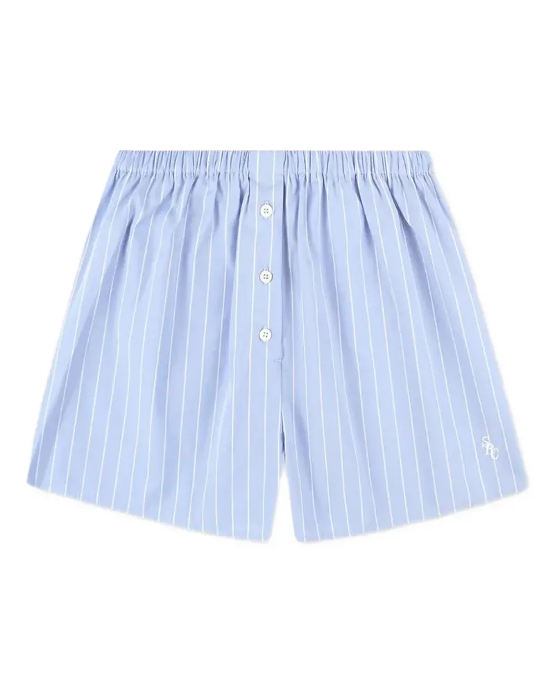 SPORTY & RICH striped cotton shorts - Blau Blau