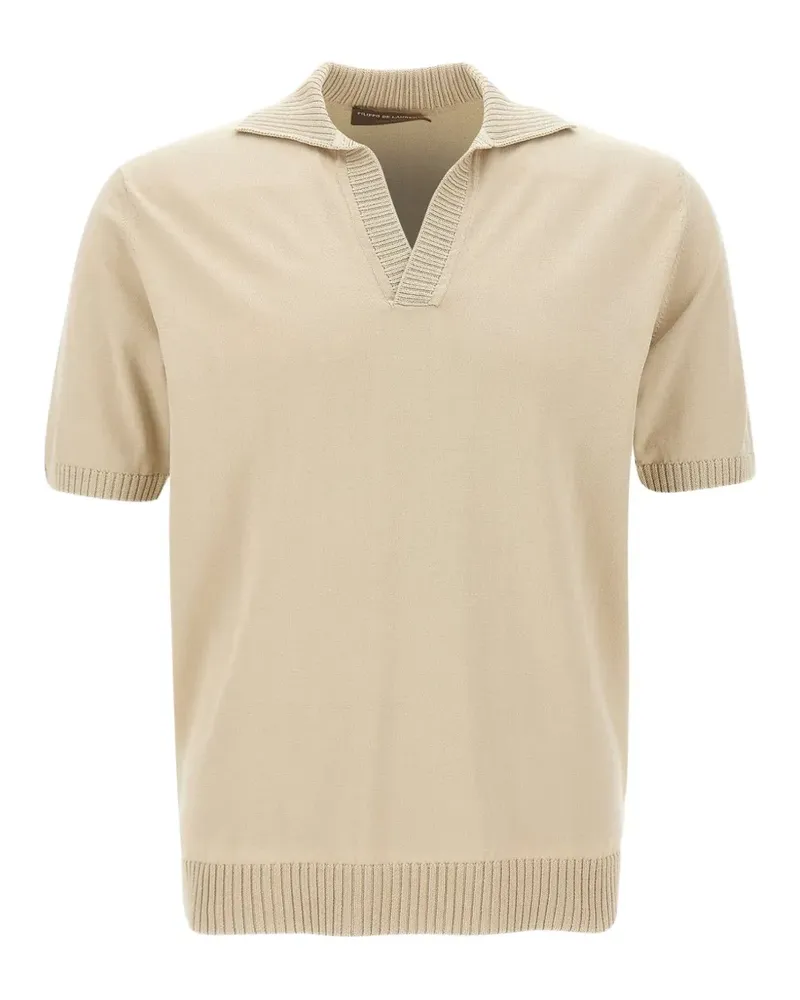 Filippo de Laurentiis Skipper T-Shirt mit geripptem Besatz - Nude Nude