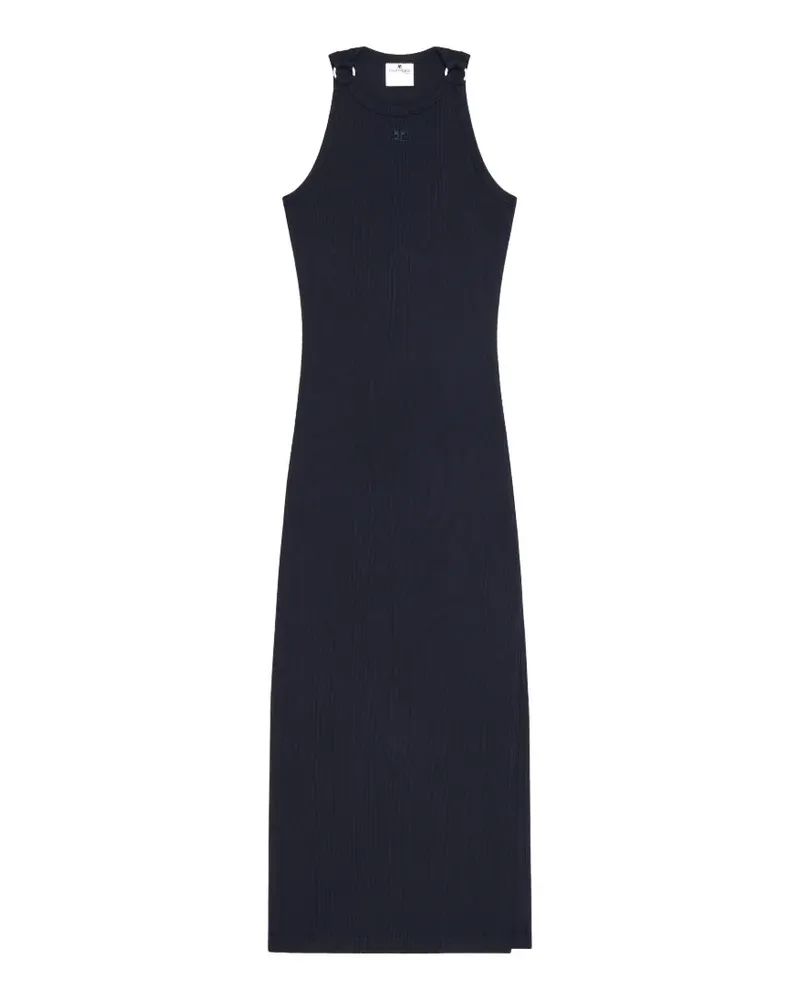 Courrèges buckle-detail ribbed-knit midi dress - Blau Blau