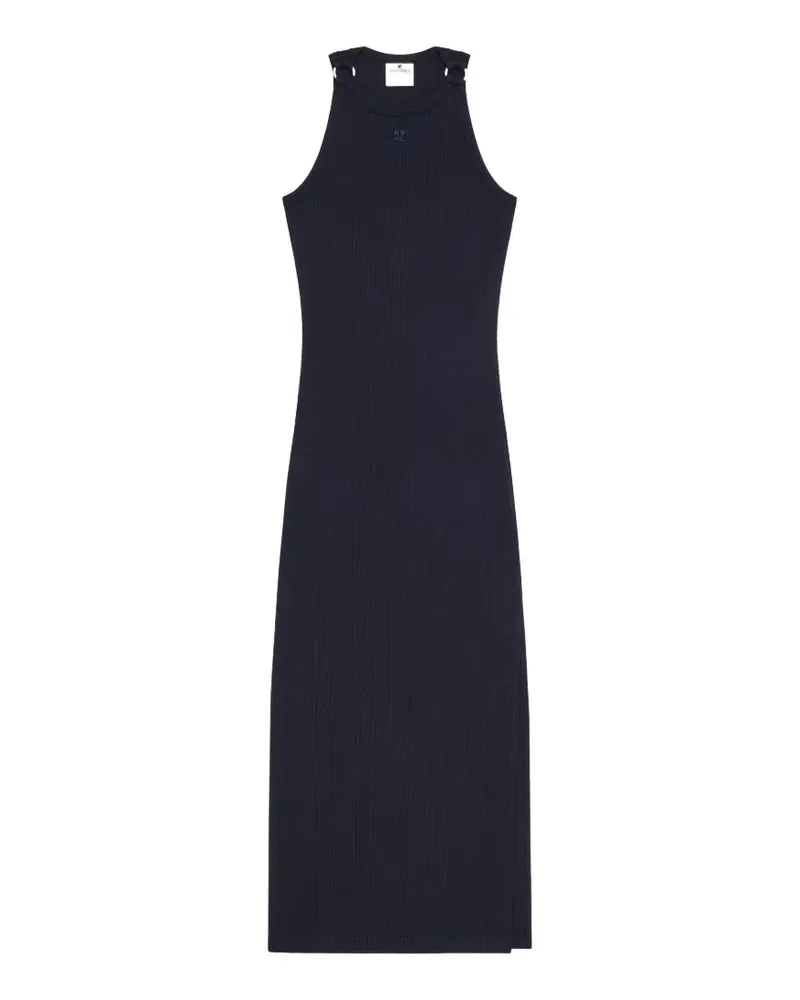 Courrèges Geripptes Strick-Midikleid mit Schnallendetail - Blau Blau