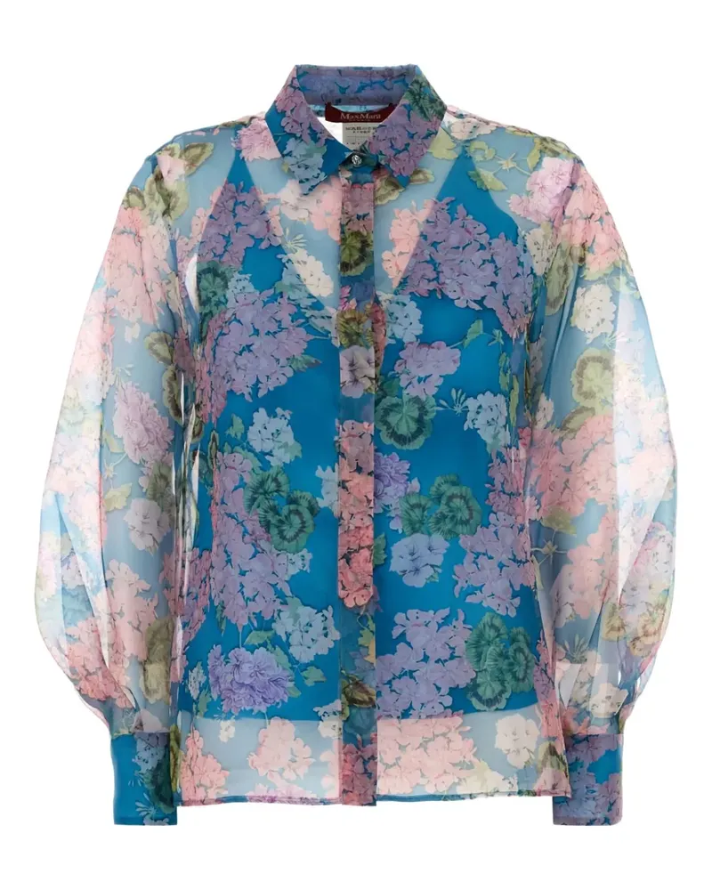 Max Mara Organza-Hemd mit Print - Blau Blau