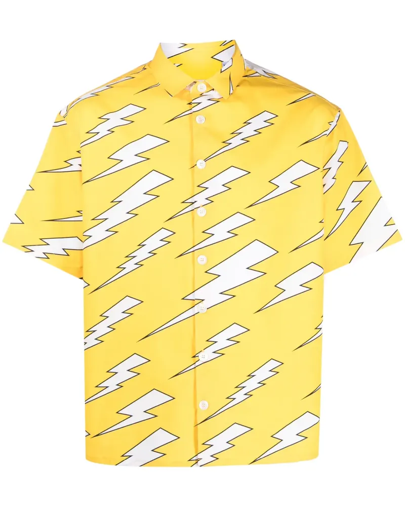 Neil Barrett Hemd mit Blitz-Print - Gelb Gelb