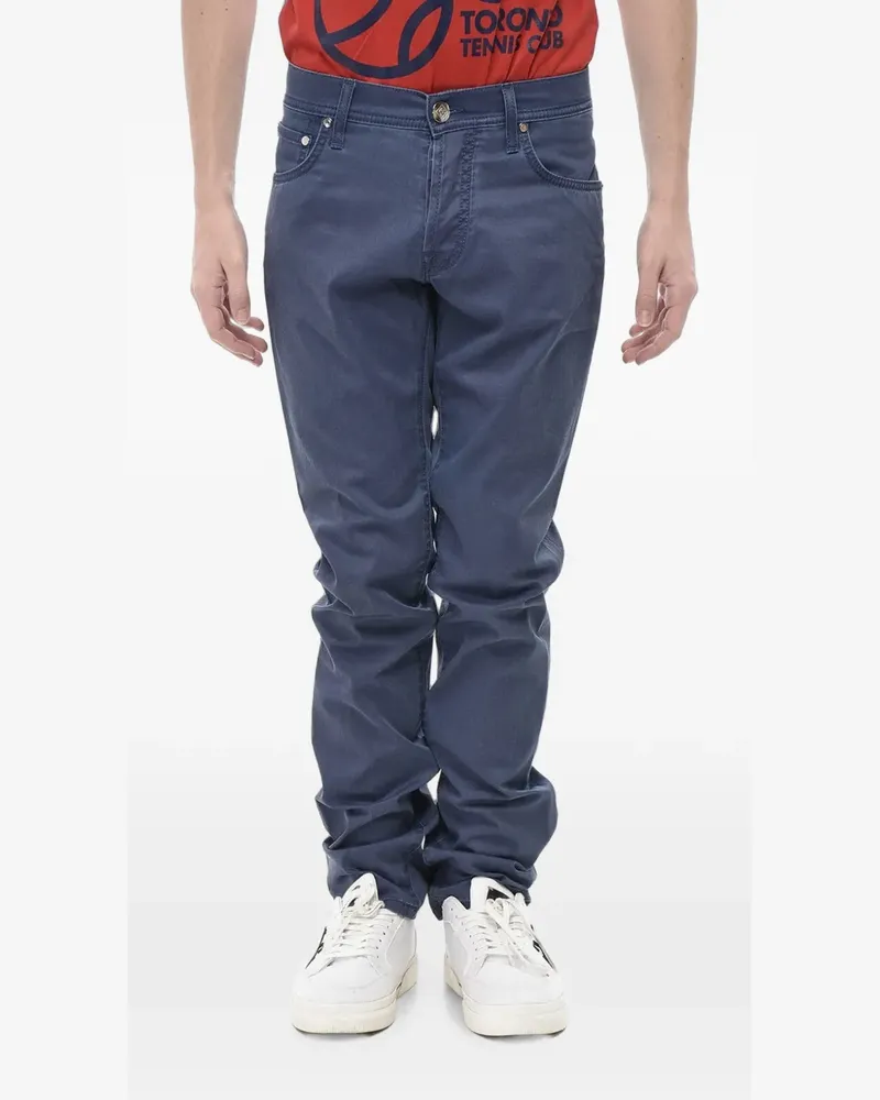 Corneliani straight-fit embroidered-logo jeans - Blau Blau