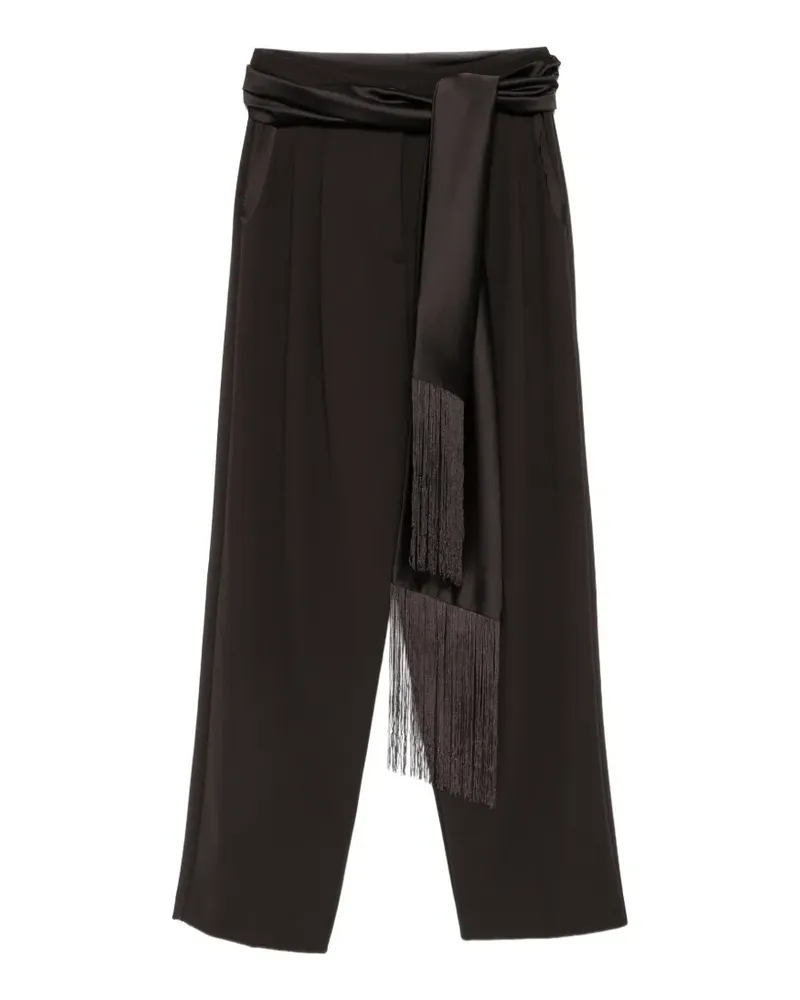 IMPERIAL fringe-trim belted trousers - Braun Braun