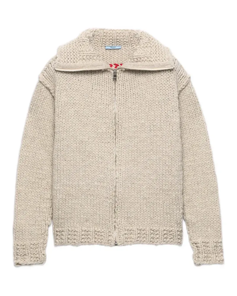 Prada wool zipper cardigan - Nude Nude
