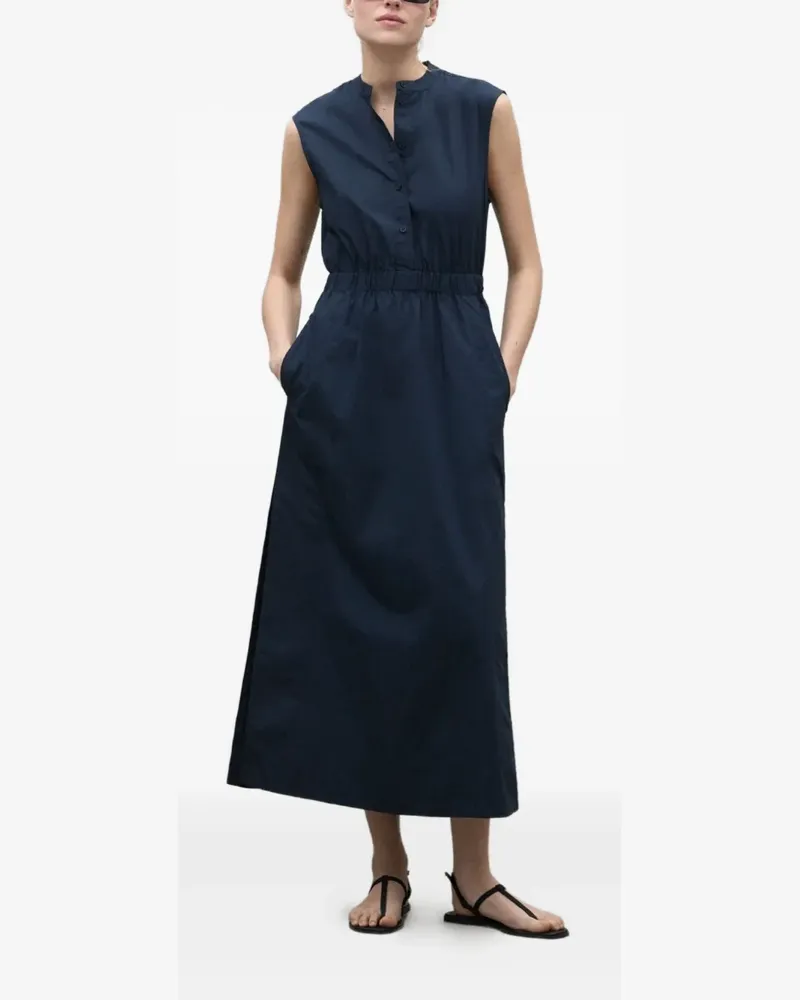 ECOALF Ärmelloses Mika Maxikleid mit Knopfleiste - Blau Blau