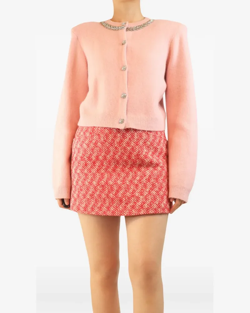 Self-Portrait embellished button-up cardigan - Rosa Rosa