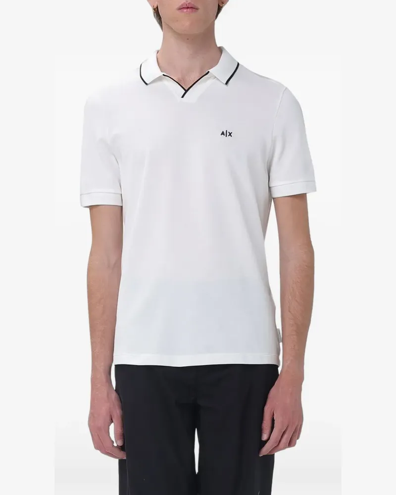 Emporio Armani logo-embroidered piqué shirt - Weiß Weiß
