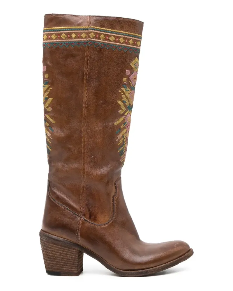 Fauzian Jeunesse Bestickte Stiefel - Braun Braun