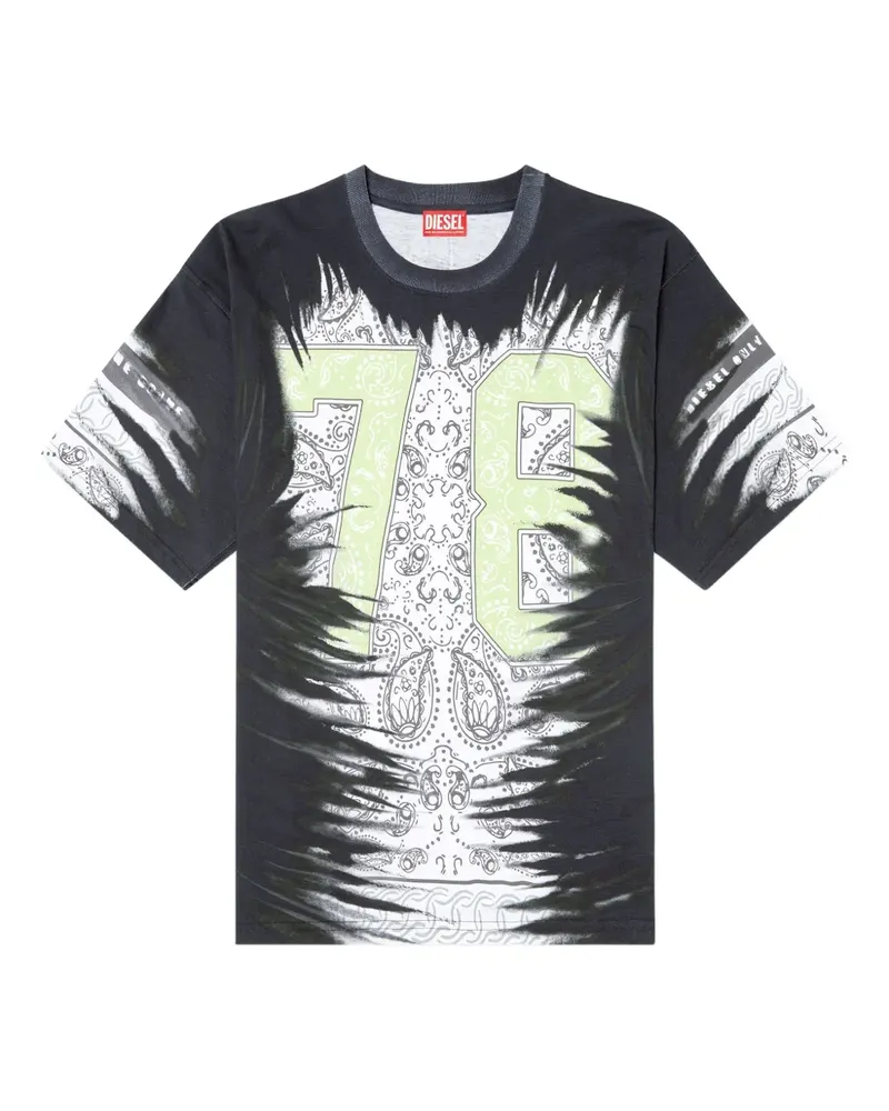 Diesel T-Shirt mit Bandana-Print - Schwarz Schwarz