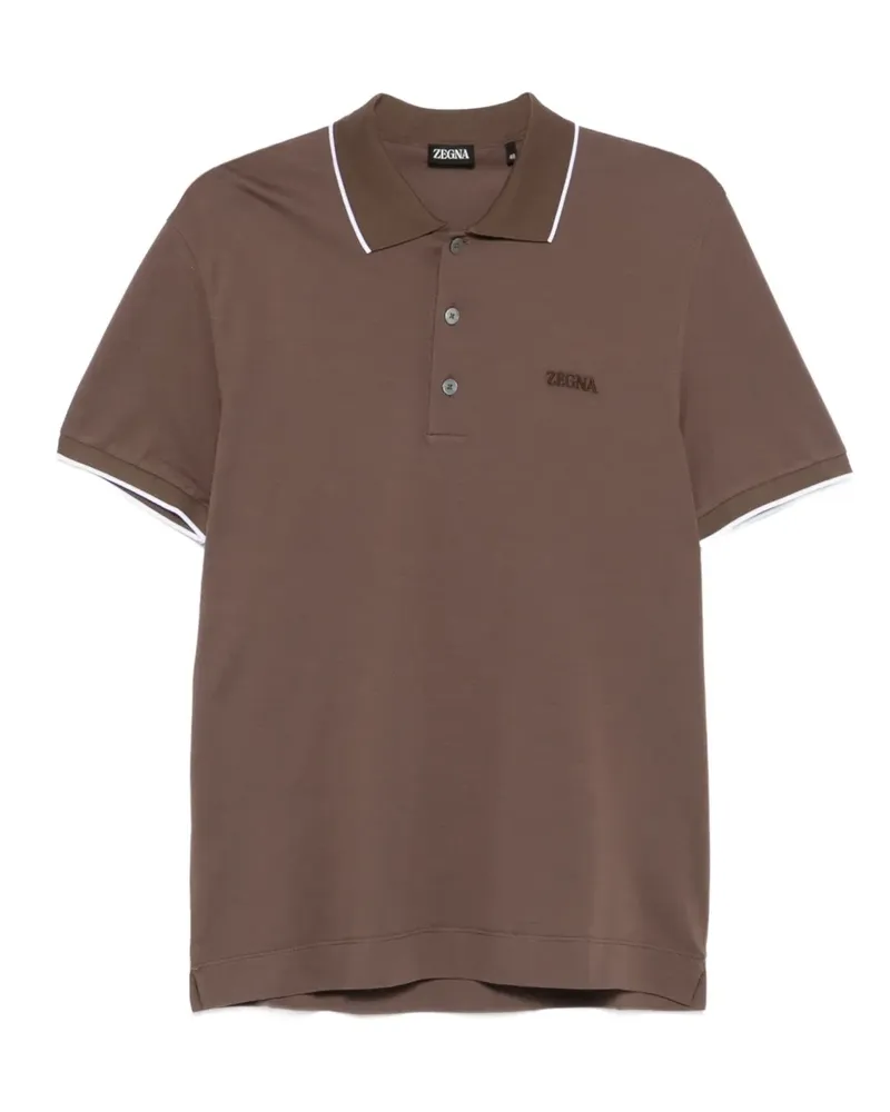 Ermenegildo Zegna Poloshirt mit Logo-Stickerei - Braun Braun