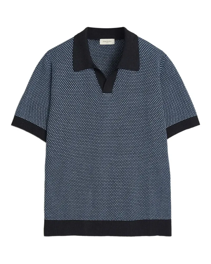 Piacenza Cashmere patterned polo shirt - Blau Blau