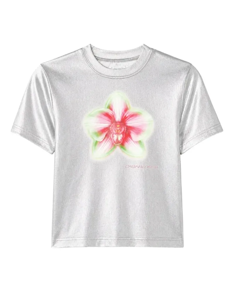 Casablanca Paris silver glitch orchid T-shirt - Silber Silber