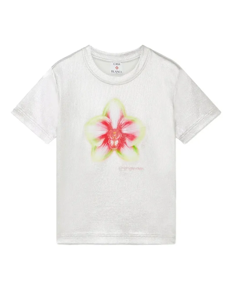 Casablanca Paris T-Shirt mit silberfarbenem Glitch Silber