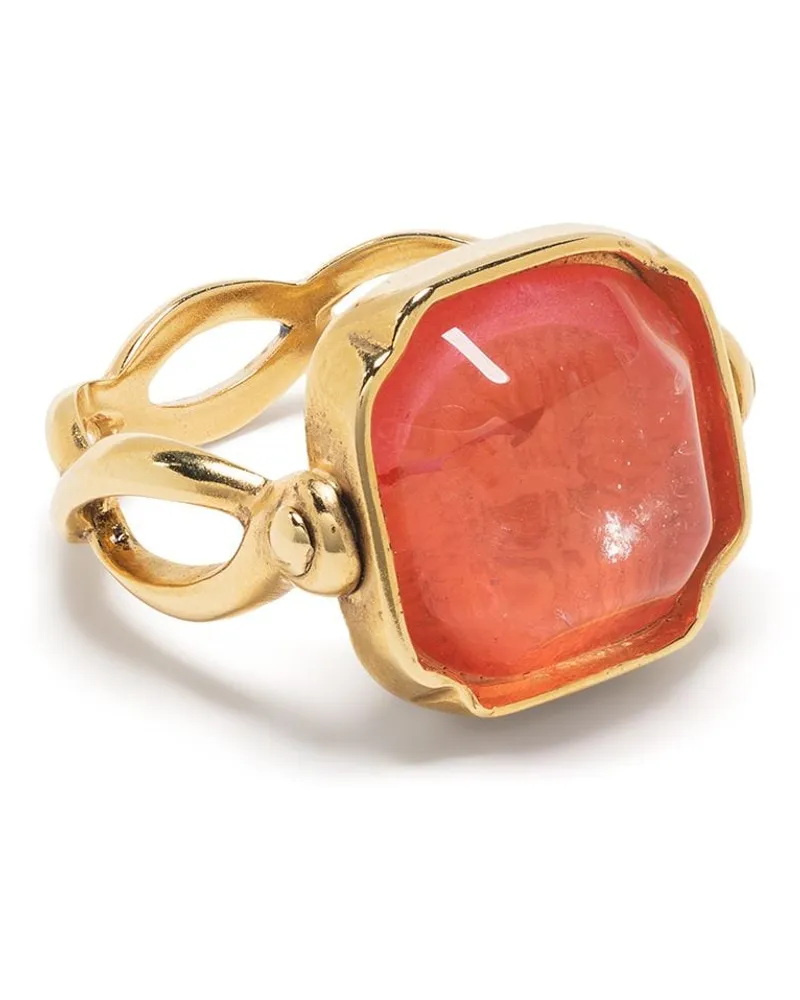 Goossens Paris Eckiger Ring mit Cabochons Gold